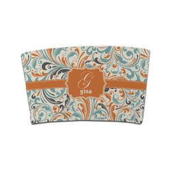 Orange & Blue Leafy Swirls Coffee Cup Sleeve (Personalized)