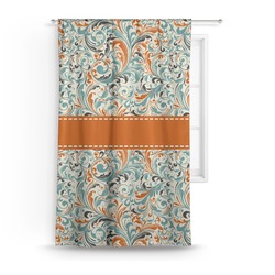 Orange & Blue Leafy Swirls Curtain - 50"x84" Panel