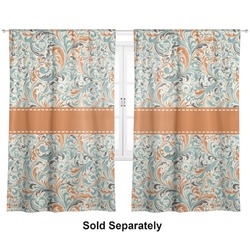 Orange & Blue Leafy Swirls Curtain Panel - Custom Size