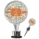 Orange & Blue Leafy Swirls Wine Bottle Stopper (Personalized)