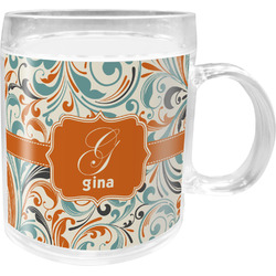 Orange & Blue Leafy Swirls Acrylic Kids Mug (Personalized)