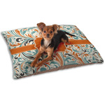 Orange & Blue Leafy Swirls Dog Bed - Small w/ Name and Initial