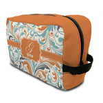 Orange & Blue Leafy Swirls Toiletry Bag / Dopp Kit (Personalized)