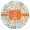 Orange & Blue Leafy Swirls Drink Topper - Small - Single