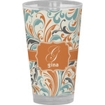 Orange & Blue Leafy Swirls Pint Glass - Full Color (Personalized)