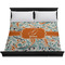 Orange & Blue Leafy Swirls Duvet Cover - King - On Bed - No Prop