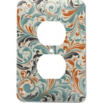 Orange & Blue Leafy Swirls Electric Outlet Plate