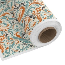 Orange & Blue Leafy Swirls Fabric by the Yard - Copeland Faux Linen