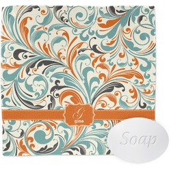 Orange & Blue Leafy Swirls Washcloth (Personalized)