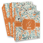 Orange & Blue Leafy Swirls 3 Ring Binder - Full Wrap (Personalized)