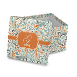 Orange & Blue Leafy Swirls Gift Box with Lid - Canvas Wrapped (Personalized)