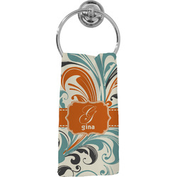 Orange & Blue Leafy Swirls Hand Towel - Full Print (Personalized)