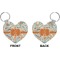 Orange & Blue Leafy Swirls Heart Keychain (Front + Back)