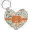 Orange & Blue Leafy Swirls Heart Keychain (Personalized)