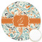 Orange & Blue Leafy Swirls Icing Circle - Large - Front