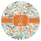 Orange & Blue Leafy Swirls Icing Circle - Large - Single