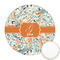 Orange & Blue Leafy Swirls Icing Circle - Medium - Front