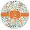 Orange & Blue Leafy Swirls Icing Circle - Medium - Single