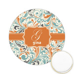 Orange & Blue Leafy Swirls Printed Cookie Topper - 2.15" (Personalized)