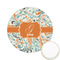 Orange & Blue Leafy Swirls Icing Circle - Small - Front