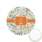 Orange & Blue Leafy Swirls Printed Cookie Topper - 1.25" (Personalized)