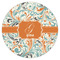 Orange & Blue Leafy Swirls Icing Circle - XSmall - Single