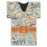 Orange & Blue Leafy Swirls Jersey Bottle Cooler (Personalized)