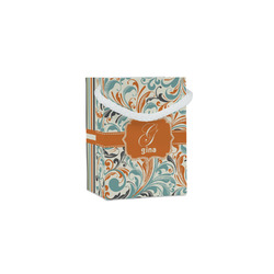 Orange & Blue Leafy Swirls Jewelry Gift Bags - Matte (Personalized)