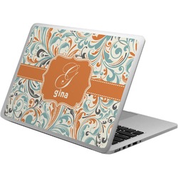 Orange & Blue Leafy Swirls Laptop Skin - Custom Sized (Personalized)