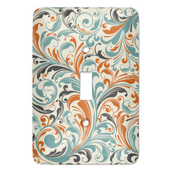 Orange & Blue Leafy Swirls Light Switch Cover (Single Toggle)