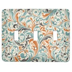 Orange & Blue Leafy Swirls Light Switch Cover (3 Toggle Plate)