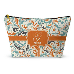 Orange & Blue Leafy Swirls Makeup Bag (Personalized)