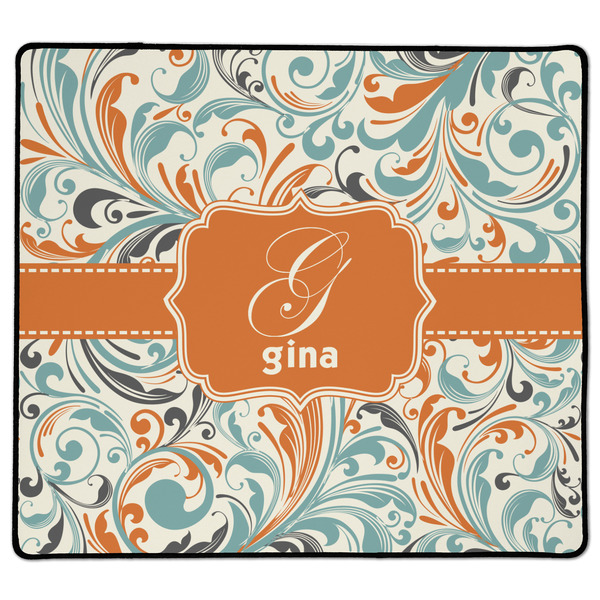 Custom Orange & Blue Leafy Swirls XL Gaming Mouse Pad - 18" x 16" (Personalized)