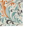 Orange & Blue Leafy Swirls Microfiber Dish Rag - DETAIL