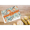 Orange & Blue Leafy Swirls Microfiber Kitchen Towel - LIFESTYLE