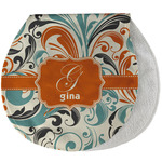 Orange & Blue Leafy Swirls Burp Pad - Velour w/ Name and Initial