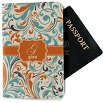 Orange & Blue Leafy Swirls Passport Holder - Fabric (Personalized)