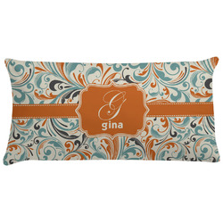 Orange & Blue Leafy Swirls Pillow Case - King (Personalized)