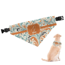 Orange & Blue Leafy Swirls Dog Bandana (Personalized)
