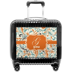 Orange & Blue Leafy Swirls Pilot / Flight Suitcase (Personalized)