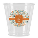 Orange & Blue Leafy Swirls Plastic Shot Glass (Personalized)