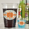 Orange & Blue Leafy Swirls Plastic Shot Glasses - In Context