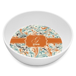 Orange & Blue Leafy Swirls Melamine Bowl - 8 oz (Personalized)