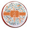 Orange & Blue Leafy Swirls Printed Icing Circle - Large - On Cookie