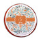 Orange & Blue Leafy Swirls Printed Icing Circle - Medium - On Cookie