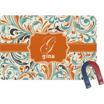 Orange & Blue Leafy Swirls Rectangular Fridge Magnet (Personalized)