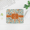 Orange & Blue Leafy Swirls Rectangular Mouse Pad - LIFESTYLE 2