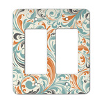 Orange & Blue Leafy Swirls Rocker Style Light Switch Cover - Two Switch