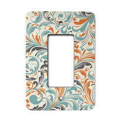 Orange & Blue Leafy Swirls Rocker Style Light Switch Cover - Single Switch