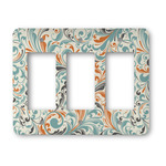 Orange & Blue Leafy Swirls Rocker Style Light Switch Cover - Three Switch